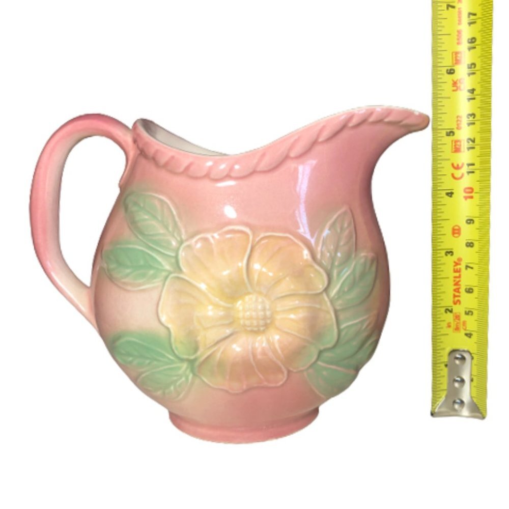 2/$30 Vintage  Hull USA Pottery Pitcher jug vase pink dogwood  flower - Picture 7 of 11